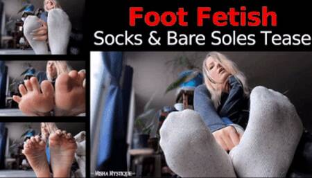 Foot Fetish Socks and Bare Soles Tease - mp4
