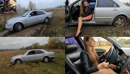 Inexperienced Nastya is trying to drive on a very muddy road