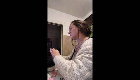 Late work on my laptop and dangling smoking