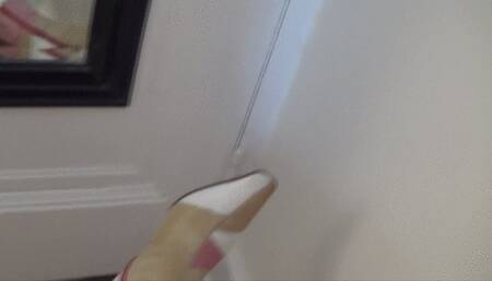 Salem Films Herself in White and Pink Leather