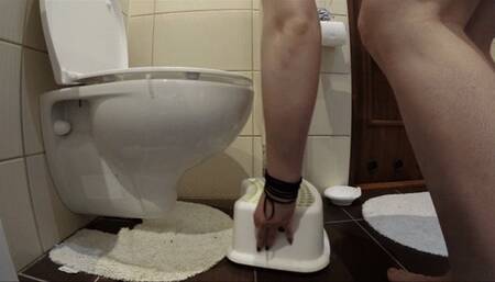 Tight calves ! strong farts ! sexy mask ! big tits - horny bitch on toilet Home compilation