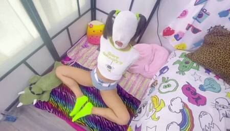 she is 18 years old and still in school so she wears a mask to protect her identity.