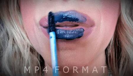 Blue Lipstick Lip Sniffing (HD) MP4