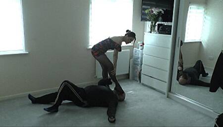 she steps on his neck causing excruciating pain for her victim. a deserved punishment from mistress elektra for showing compassion to her enemies!   what would be the victim's mental and physical state pain level (fantasy): extreme!stress level (fantasy):