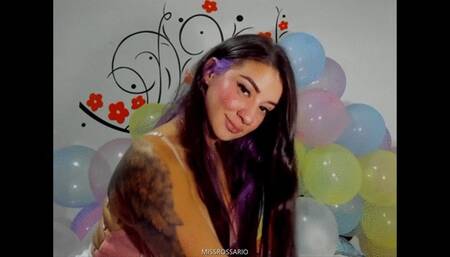 Lonely afternoon in a big bed full bubble colored balloons are beautiful perfect to play with them in my body you like colored and transparent balloons are perfect to play