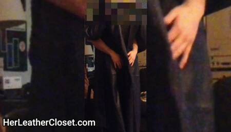 Leather jeans jack off