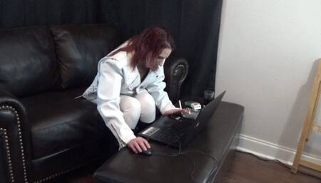 Biker Chick Kourtney in White Leather Smokes, Learns About Catfighting and Talks Trash About Her Catfight Opponent [DEEP DISCOUNT]