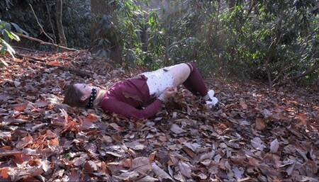 madison is able to free her hands. she quickly unties herself and runs into the woods