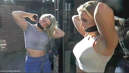 i shall tape your legs up and you will perform a hopping show for me.” the girls have no choice but to agree and he roughly escorts them back into the house! he tapes their ankles