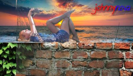 Here is great video of miss marie as she is spending time doing a photo shoot on a wall by the ocean one day while wearing a nice short skirt