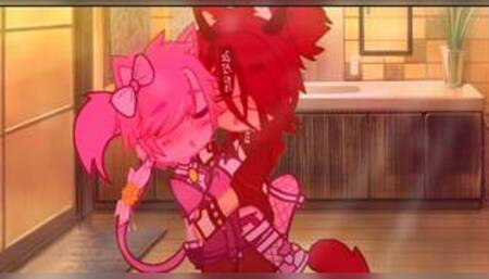 Gacha uwu cat and bad boy at a party