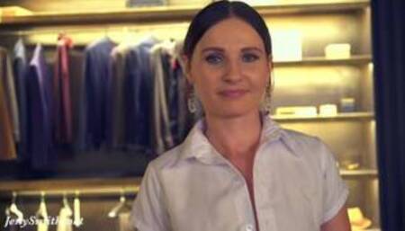 Close Friend. Jeny Smith teases a man in a clothing store