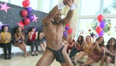 Group Of Mixed Race Babes Suckin' & Fuckin' Male Strippers