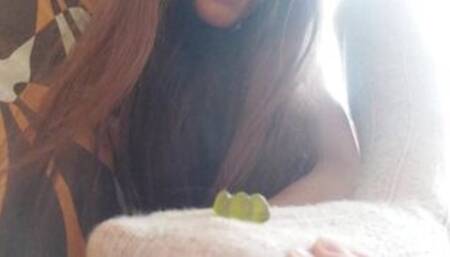 Giantess plays with you in her socks before swallowing you
