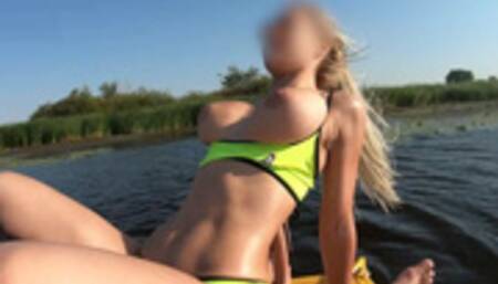 Outdoor Cowgirl Sex in the Middle of the River (Creampie, 4K)