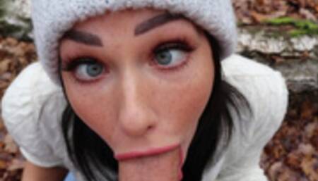 Freckled Teen SUCKS & SWALLOWS in the Woods - Shaiden Rogue