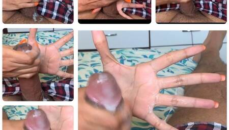 Lubed Up Hands Make Him Nut In 5