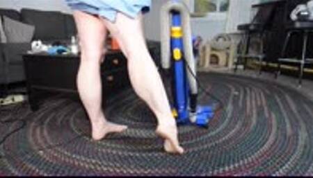 Muscular Calves view while Vacuuming barefoot WMV 1080