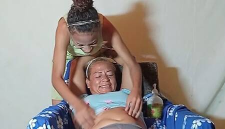 Keila is received by Grachi and tickles her armpits and abdomen