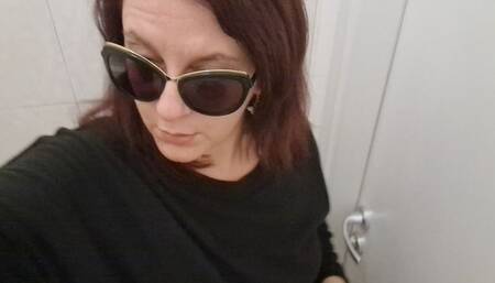 Hot public pee in a public toilet 4K avi