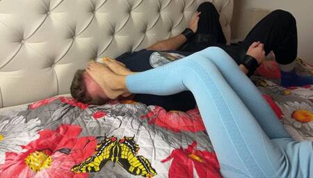 Smothered By My Feet While Tied Up On The Bed