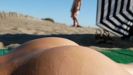 two strangers approach me on the beach and it continues in Bukkake (risky public sex)