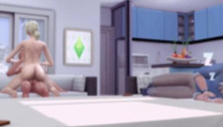 Fucking Step Sister in Front of Dad