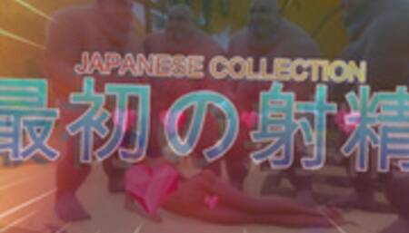 японская шоу-игра 精子の海 толстые мужики кончают на писающую девушку