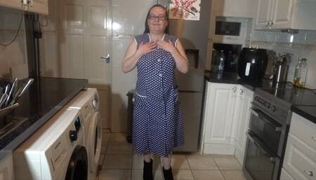 Wife Wearing Apron doing sexy striptease