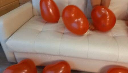 Red balloons in the form of hearts