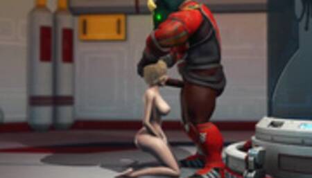 Alien Monster Fucks Hard a Young Blonde in the Sci-fi Lab