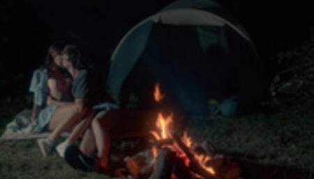 American schoolgirl has romantic sex by the night fire