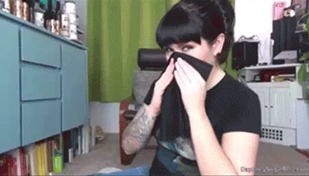 * 854x480p * 7 Day Nose Blowing & Sneezing On Black Handkerchief ,Day 6 - Mp4