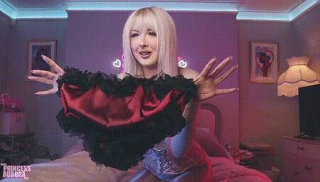 Your pissy sissy uniform - Satin cock-hole panties