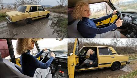 Katya got stuck in the mud on an old VAZ-2101