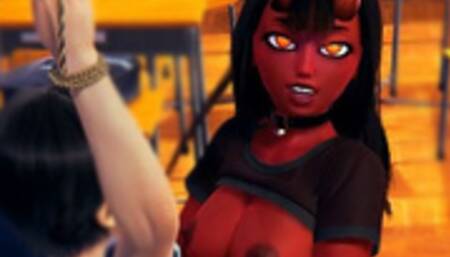 Succubus Meru Fucked a Tied up Guy