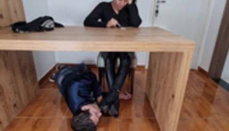 PREV Goddess Kiffa - Foot Slave Cleans High Heels Boots FOOT IGNORED FOOT WORSHIP LEATHER SWEATY