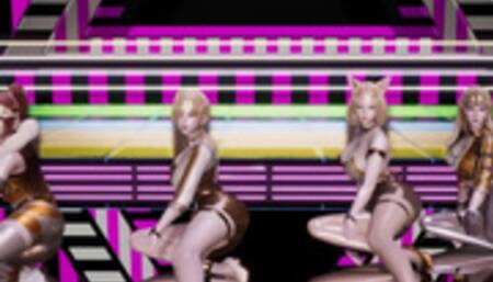 MMD BLACKPINK - forever Young Strip Vers. Ahri Akali Evelynn Kaisa 3D Erotic Dance