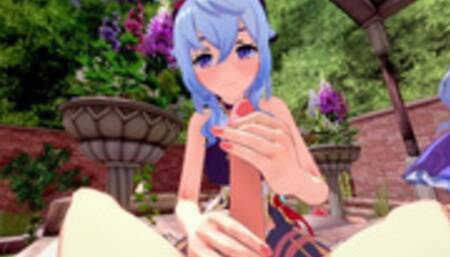 KEQING AND GANYU FOURSOME IN THE GARDENS - GENSHIN IMPACT PORN