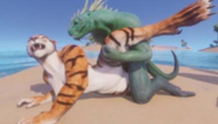 Wild Life / Scaly Furry Porn Dragon with Tiger Girl