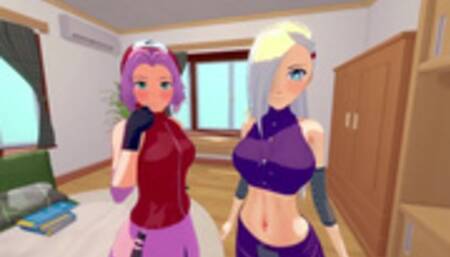 HOT FOURSOME WITH SAKURA AND INO - NARUTO BORUTO PORN