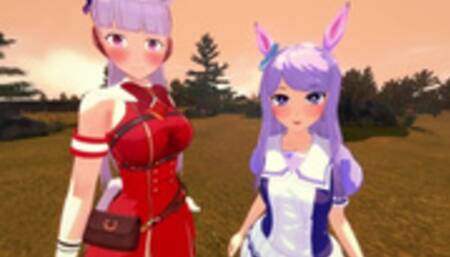 OUTDOOR THREESOME WITH MEJIRO MCQUEEN AND GOLD SHIP - UMA MUSUME PORN (ウマ娘)