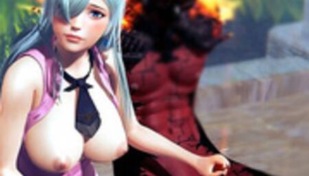 Demon Hard Fuck in the Mouth of Princess Elizabeth