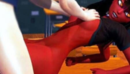 Meru the Succubus Cowgirl Fucks in Classroom Hentai