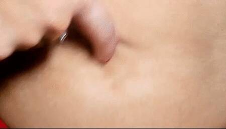 Blue Dangle Belly Ring Belly Button Fingering (HD) WMV