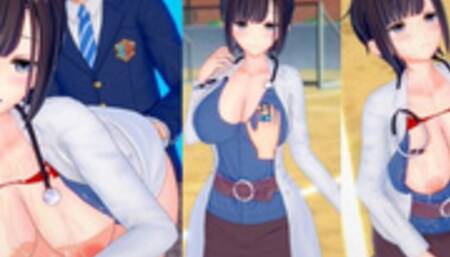 【エロゲーコイカツ！】爆乳保健の先生のおっぱい揉みまくりH！巨乳仁王立ち手コキ・フェラ・パイズリ・正常位・バック(アニメ3DCG動画)[Hentai Game Koikatsu! ](Anime 3D