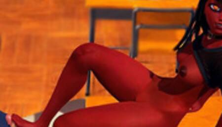 Meru the Succubus Footjob and Hard Fuck BDSM Tied up