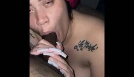 Freaky Latina sucks big dick in boyfriends house caught cheating