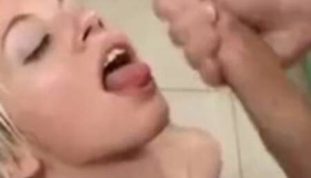 Blonde Latina Deborah Prat Blowing and Stroking Cock