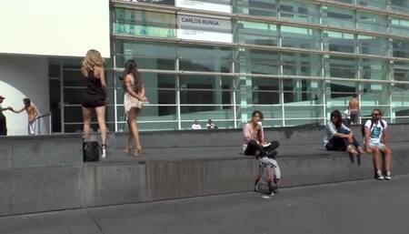 Clamped nipples Euro babe fucked in public